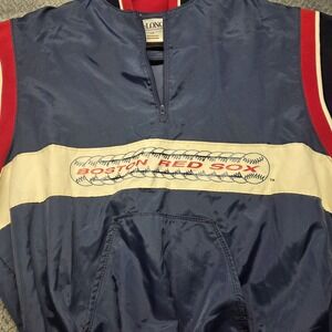 VTG DeLong Boston Red Sox Pullover Jacket Men's XL Blue‎ Red White MLB USA Made